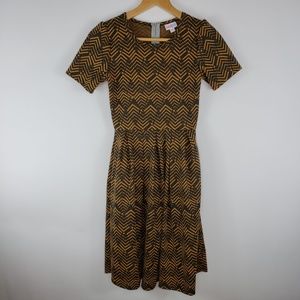 LuLaRoe Womens Amelia Dress Size XS Brown Black